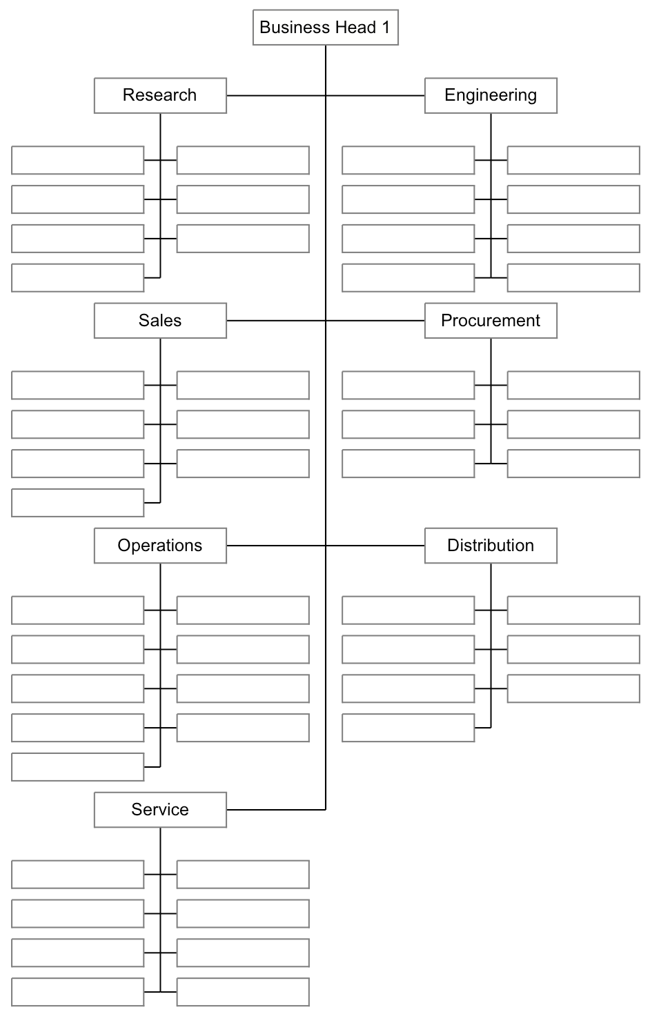 Business Head 1's redesigned organization, matching the earlier branch structure.